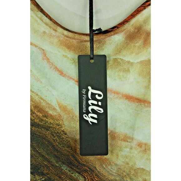 Lily by Firmiana Stunning Agate Stone Print Top 3/4 Sleeve Sharkbite Womens 2X - Picture 3 of 7